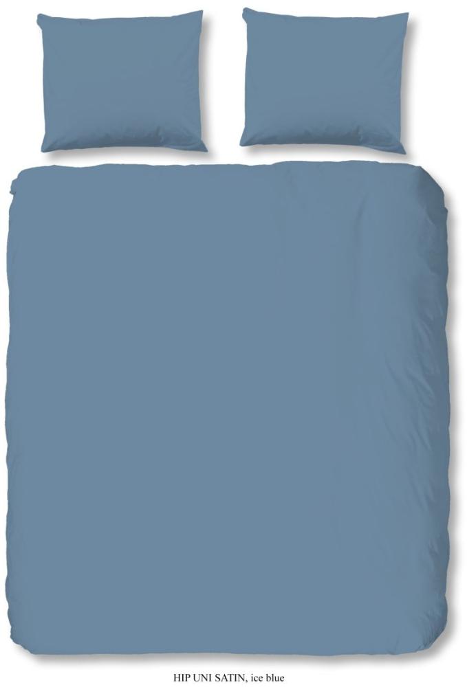 HIP Mako Satin Bettwäsche 3 teilig Bettbezug 200 x 220 cm Kopfkissenbezug 60 x 70 cm Uni duvet cover 0280. 20. 02 Ice blue Bild 1