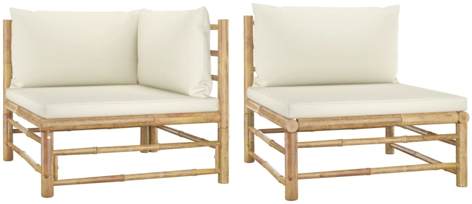 vidaXL 2-tlg. Garten-Lounge-Set mit Kissen Cremeweiß Bambus 313143 Bild 1