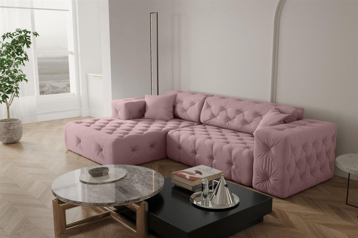 Ecksofa Designersofa CHANTAL in Stoff Opera Velvet Pink Ottomane Links Bild 1