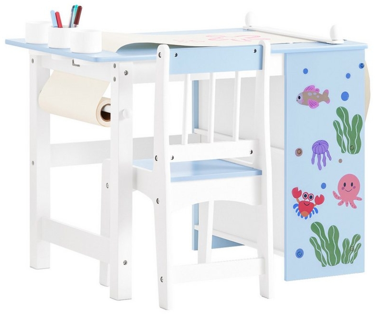 SoBuy Kindersitzgruppe KMB60, Spieltisch Kindermöbel Multifunktions Möbelset, Kindertisch mit 1 Stuhl Kinder Tisch Stuhl Set Maltisch für Kinder Bild 1