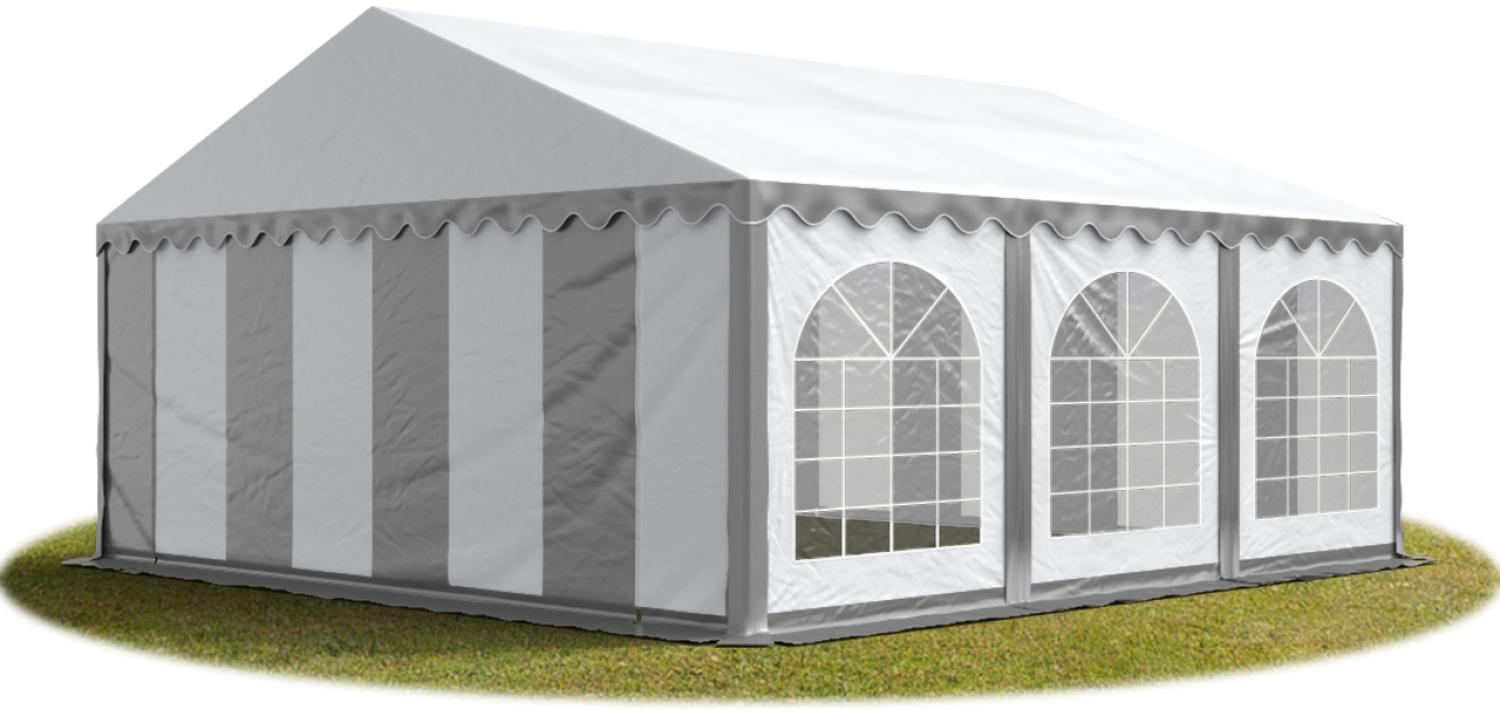 TOOLPORT Festzelt Partyzelt 6x6 m PREMIUM, hochwertige PVC Plane 750 N in grau-weiß 100% wasserdicht mit Bodenrahmen Bild 1