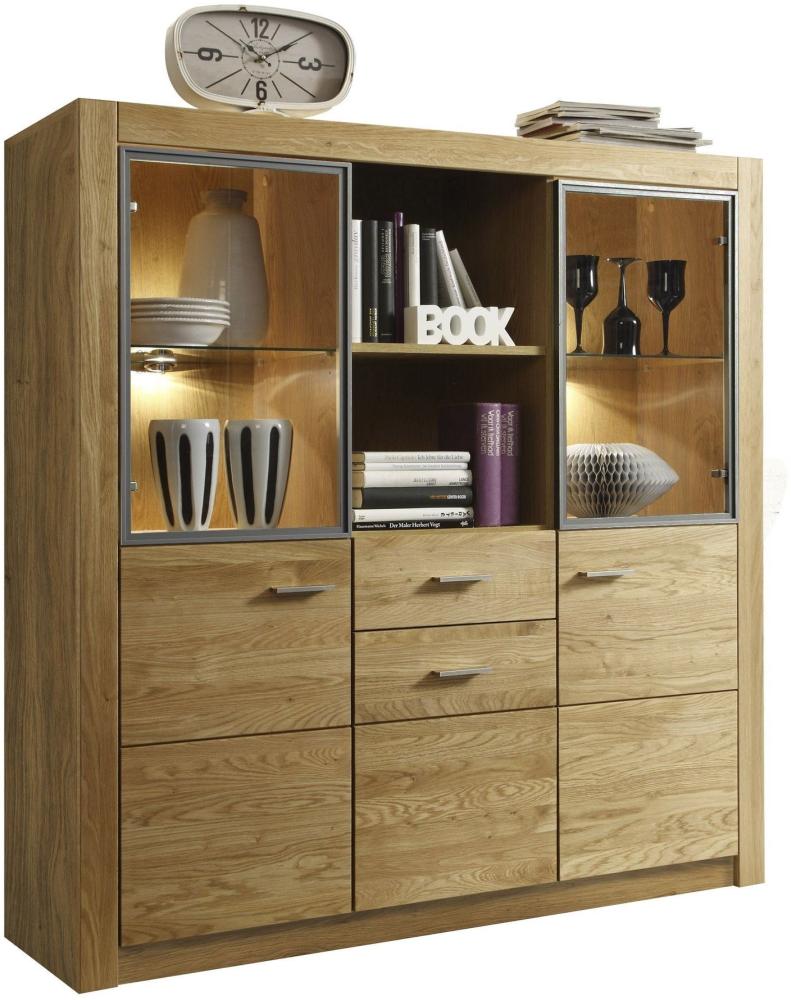 Highboard Janel 137x141x42 Anrichte Wild Eiche/Asteiche massiv geölt 10066 Bild 1