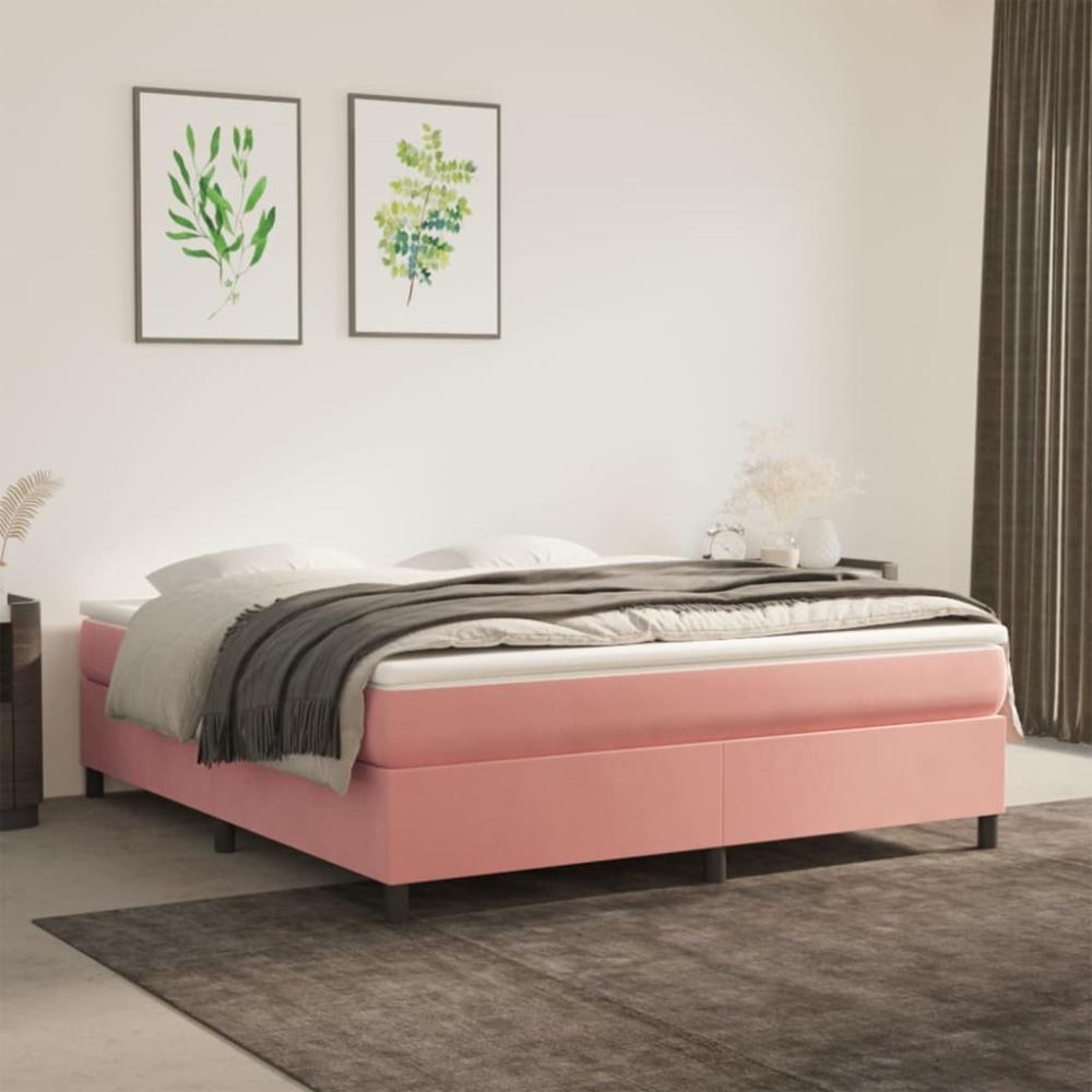 vidaXL Boxspringbett mit Matratze Rosa 160x200 cm Samt 3144692 Bild 1