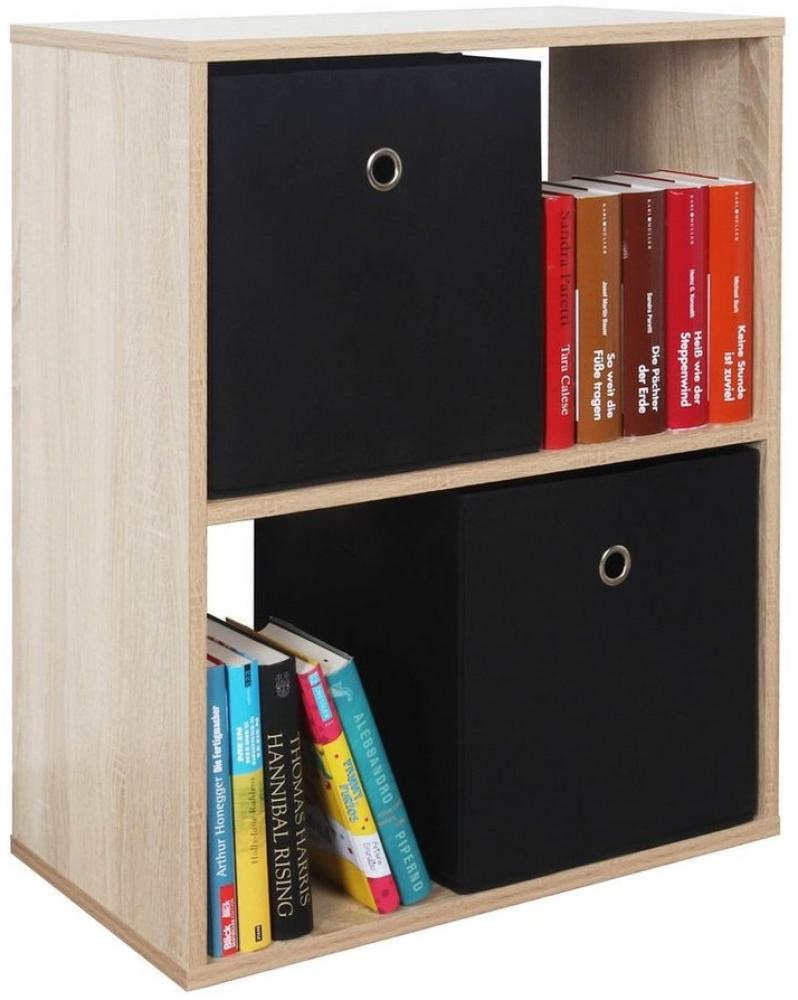 RICOO Bücherregal 2 Fächer 71 x 60 x 31cm schmales Regal Spannplatte aus Holz Eiche Sonoma braun WM111-ES, Standregal Büro-Bücherregale, Regale & Ablagen Druckerständer, Druckerregal Aktenregal Bild 1