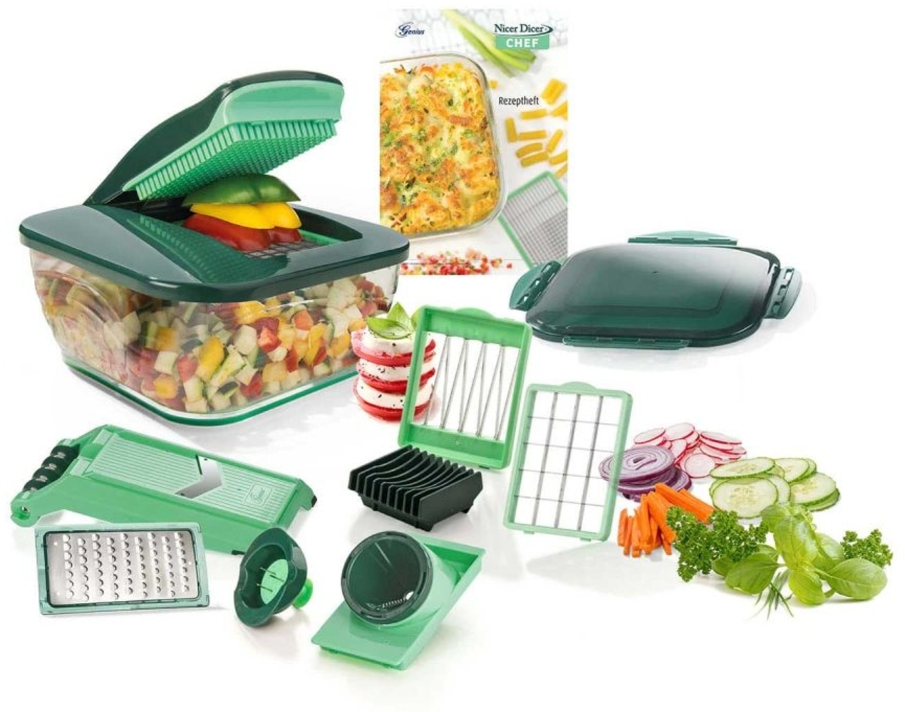 Genius Gemüseschneider Nicer Dicer Chef Set 15-tlg. grün Bild 1