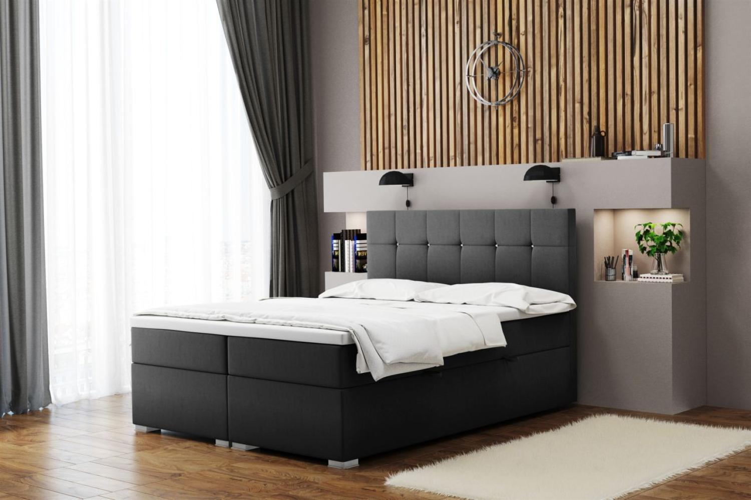 Boxspringbett Schlafzimmerbett 'ABELT', in Stoff Matt Velvet, Anthrazit, 200 x 220 cm Bild 1