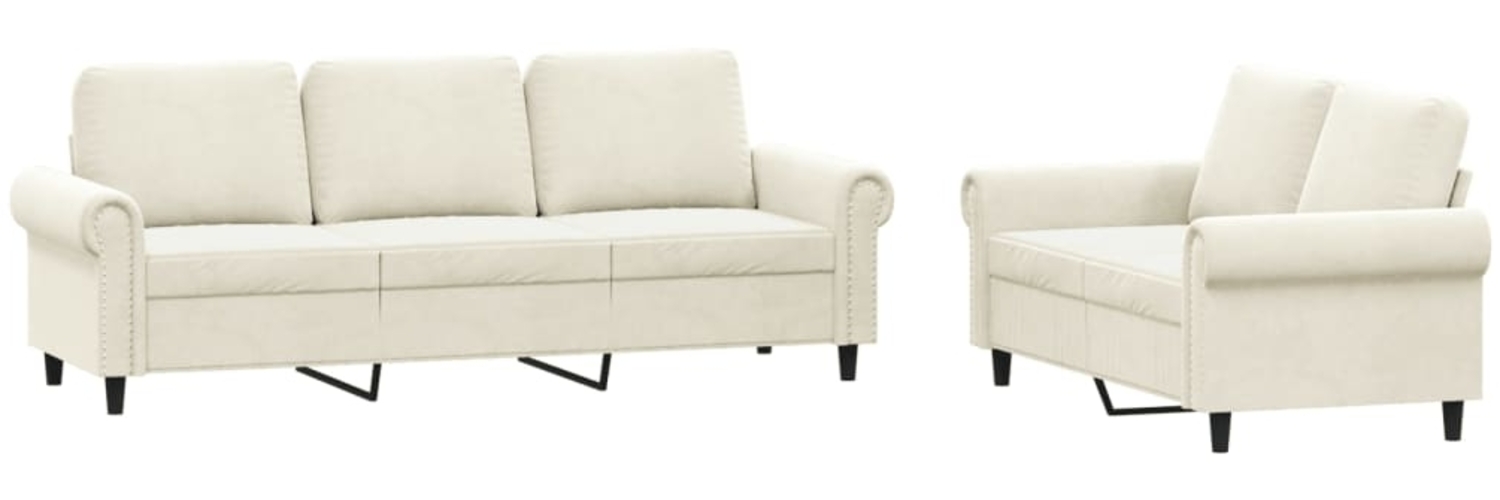 vidaXL 2-tlg. Sofagarnitur mit Kissen Creme Samt 3202258 Bild 1