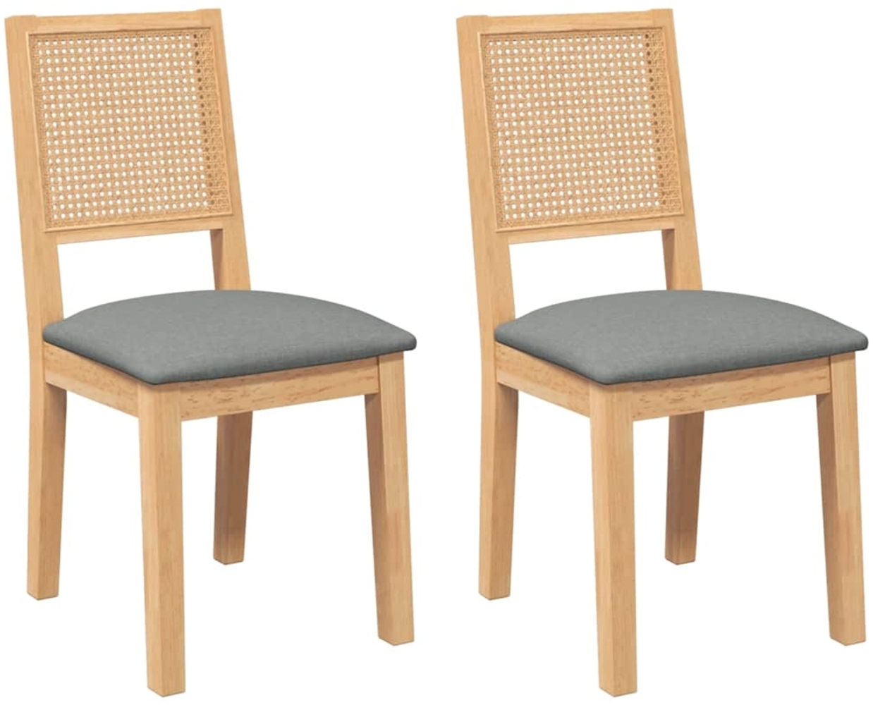 vidaXL Esszimmerstühle mit Kissen 2 Stk. Massivholz Gummibaum 4102480 Bild 1