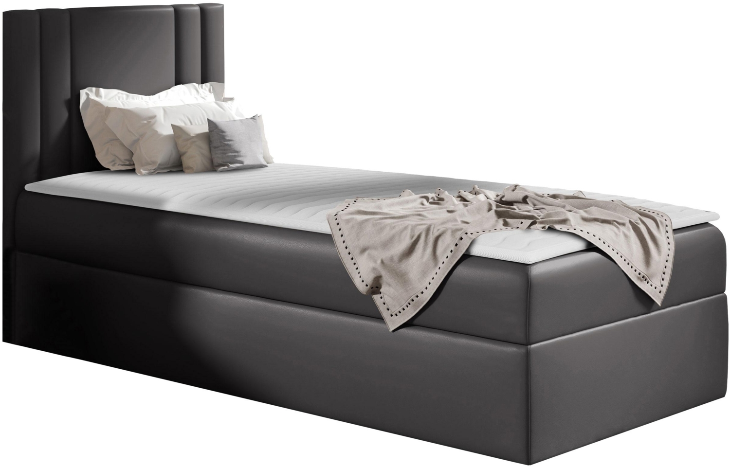 Boxspringbett 'Harlon Mini' links, dunkelgrau, 100x200 cm Bild 1