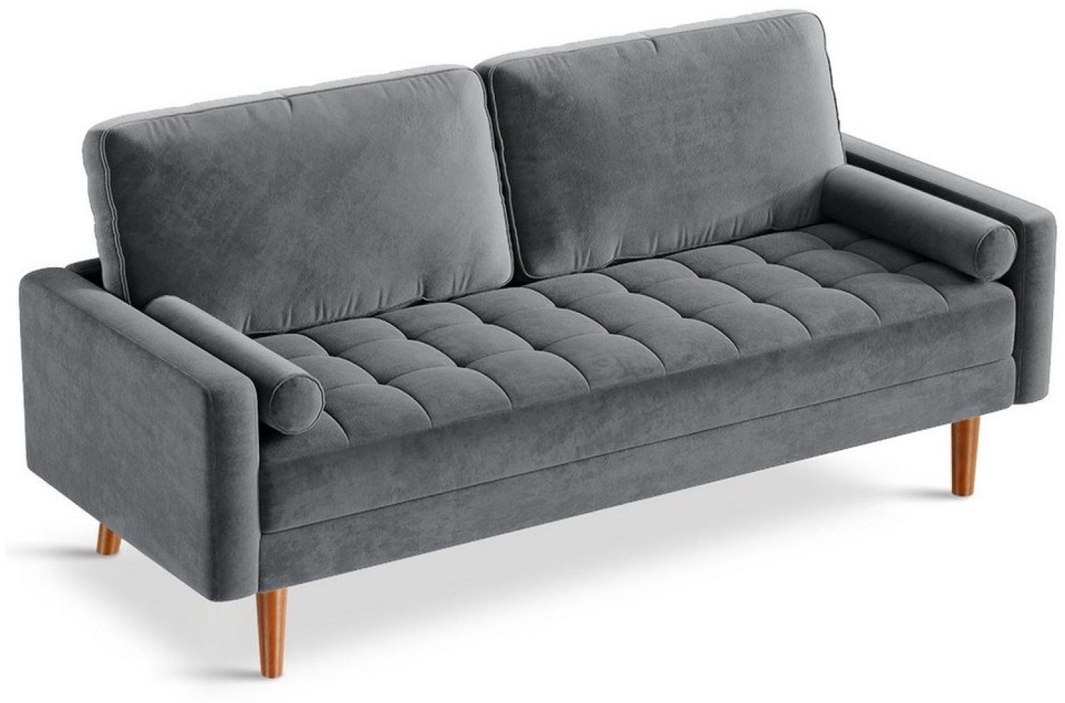 OUNUO Sofa 3 Sitzer Sofa 3er Samt Kleines Couch mit 2 Wurfkissen für Wohnzimmer Bild 1