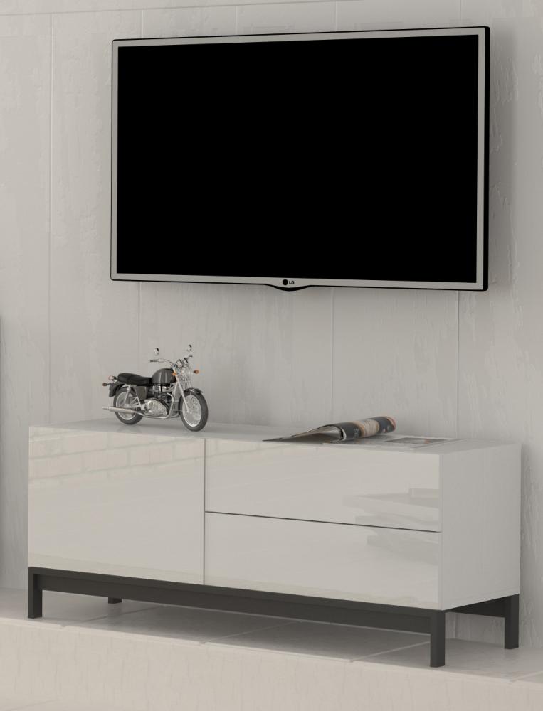 TV-Board >Mercogliano< in Weiß Hochglanz - 110x47.7x40cm (BxHxT) Bild 1
