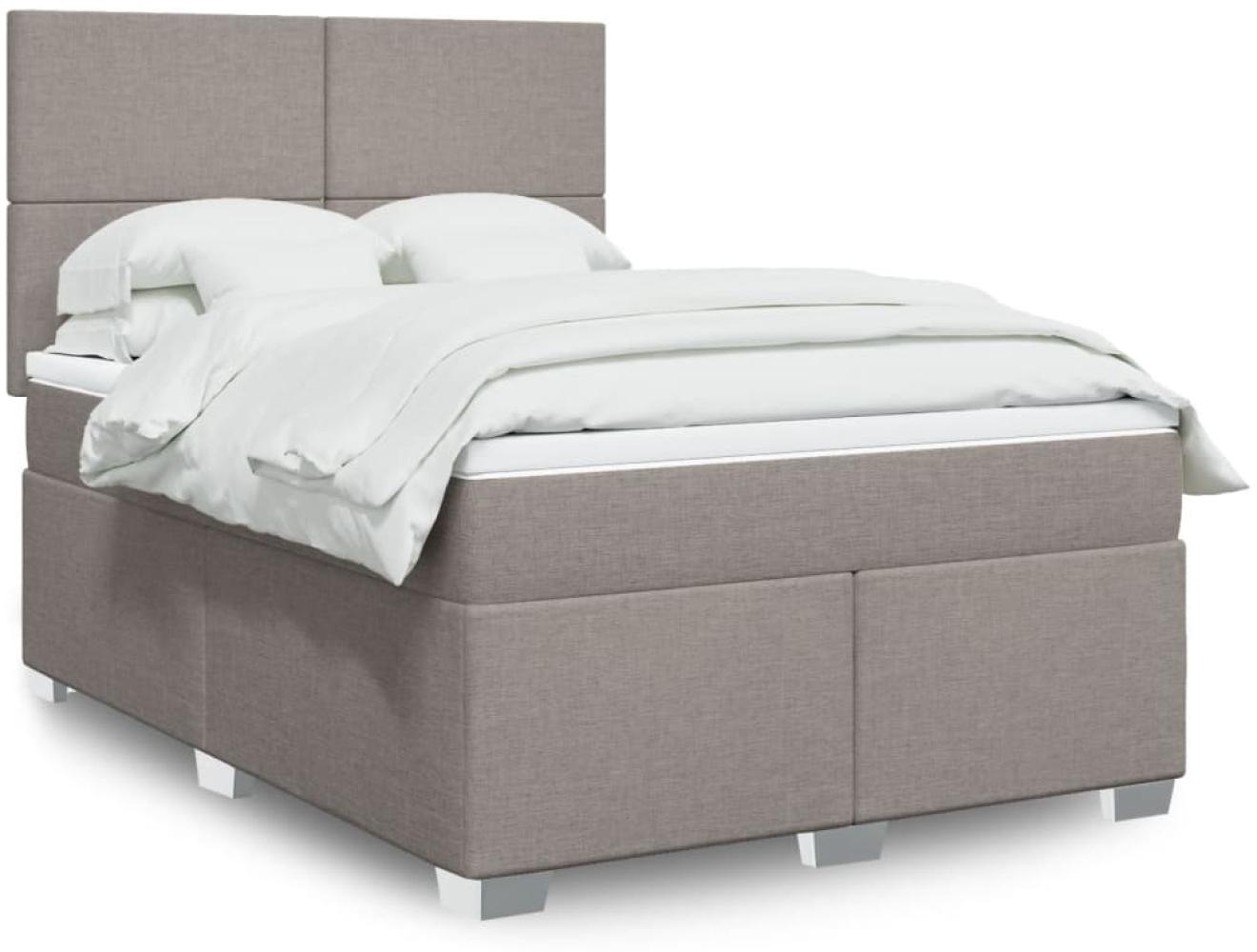 vidaXL Boxspringbett mit Matratze Taupe 160x200 cm Stoff 3292836 Bild 1