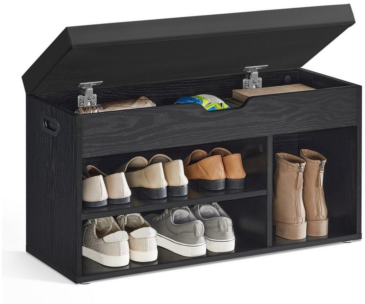 Vasagle Schuhbank mit Sitzfläche, Holzspanplatte, 30 x 80 x 44 cm, ebenholzschwarz Bild 1