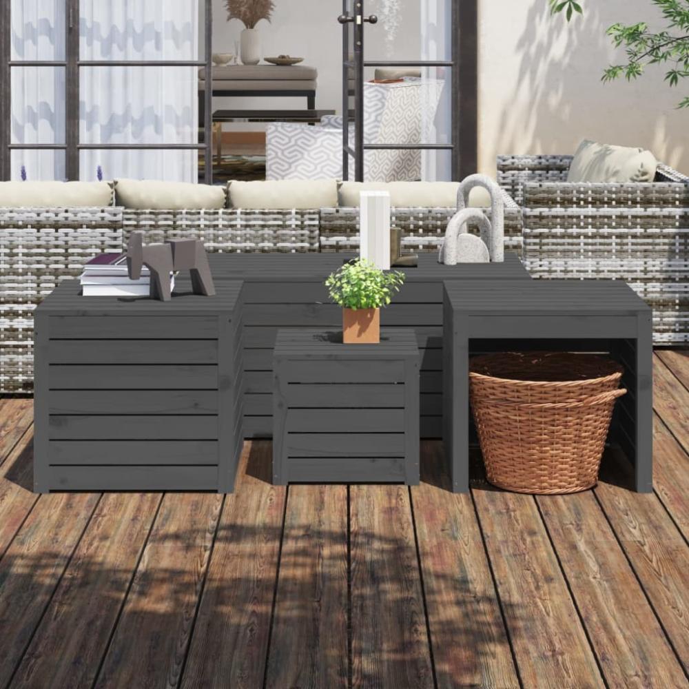 vidaXL 4-tlg. Gartenbox-Set Grau Massivholz Kiefer 3154668 Bild 1