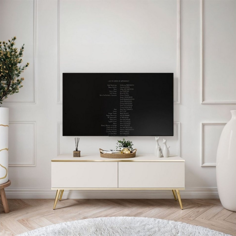 ALLHOUSE24 TV-Schrank SENSO 135 cm Unterschrank TV Lowboard GOLD Metall Füße Breite 135 cm Bild 1