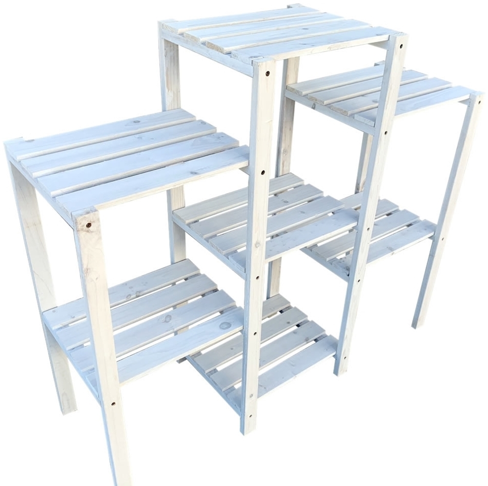 Blumentreppe Blumenregal Blumenpodest Pflanzregal Blumenhocker Standregal weiß Bild 1