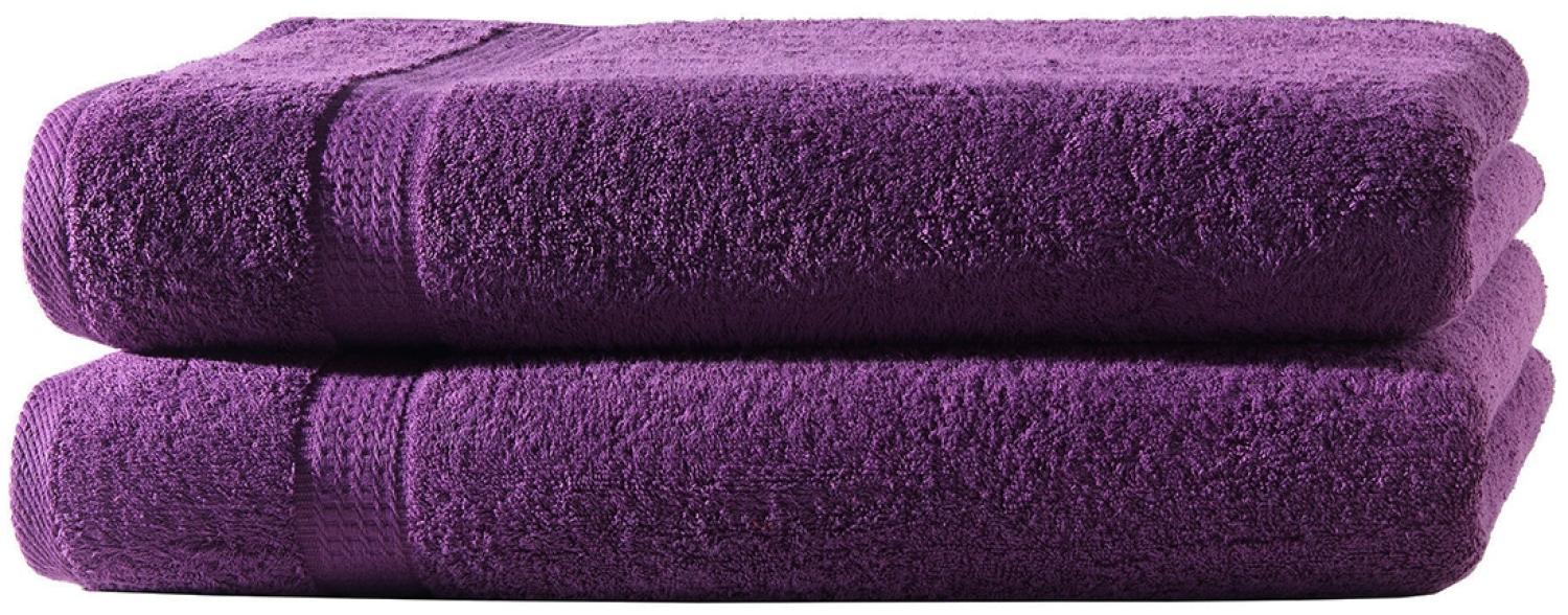 Müskaan - 2er Set Frottee Badetücher Elegance 100x150 cm 100% Baumwolle 500 g/m² Badetuch aubergine Bild 1