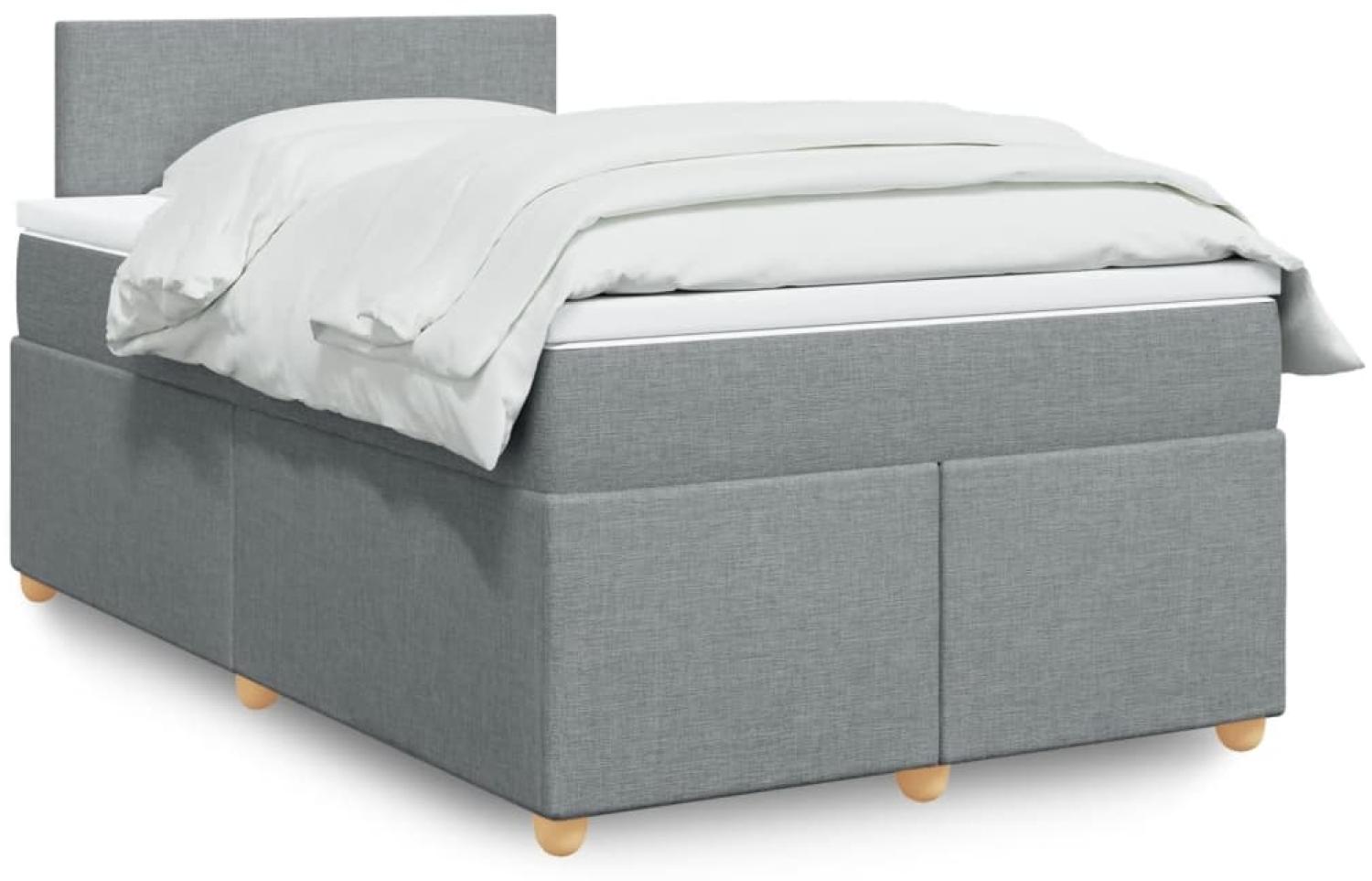 vidaXL Boxspringbett mit Matratze Hellgrau 120x200 cm Stoff 3288940 Bild 1