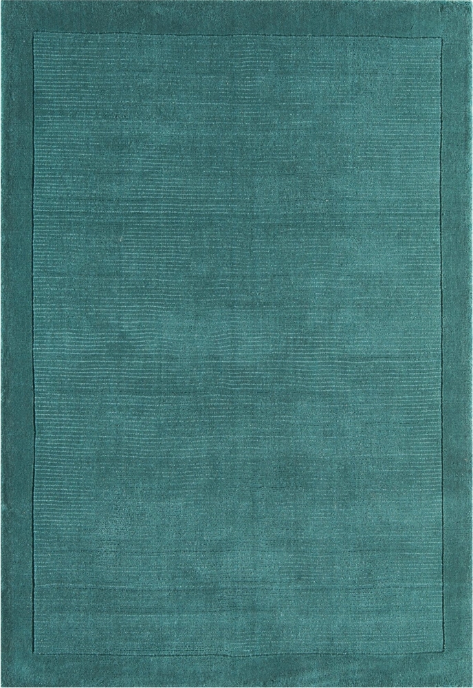 Handgewebter Wollteppich | Wohnzimmerteppich aus 100% Schurwolle | Strukturteppich mit Bordüre | Modern & Zeitlos | Türkis 160x230 cm | STOW Kollektion von Kadima Design Bild 1