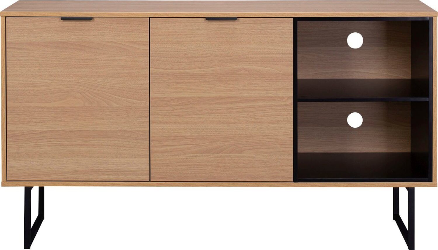 Sideboard MDF mit Eiche Dekor und Metall Natur 140x39,5 cm Bild 1