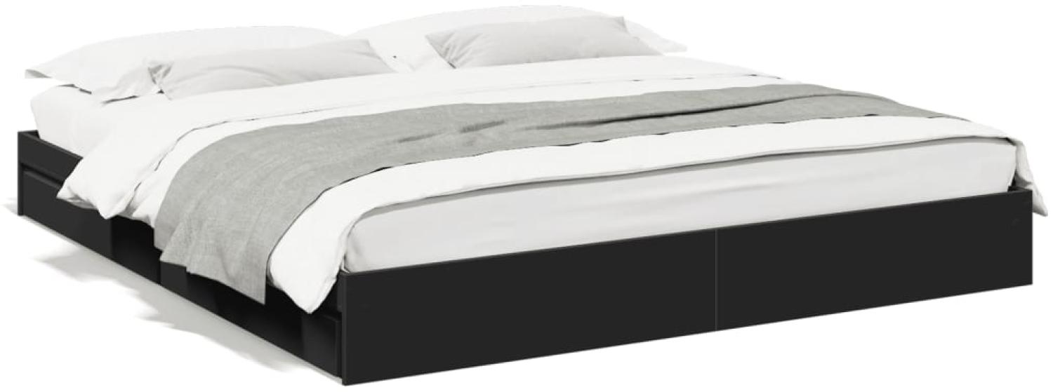 vidaXL Bettgestell mit Schubladen Schwarz 180x200 cm Holzwerkstoff Bild 1