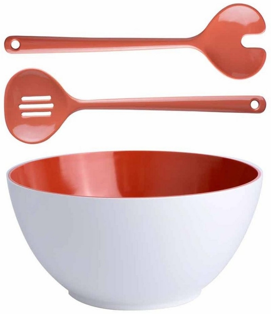 Marine Business Salatschüssel Große Salatschüssel, 27,5 cm rund incl. Besteck - Harmony Coral Summer, Melamin Bild 1