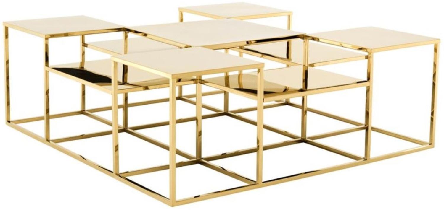 Casa Padrino Luxus Couchtisch / Wohnzimmertisch Gold 120 x 120 x H. 42 cm - Designer Wohnzimmermöbel Bild 1