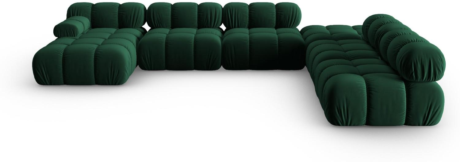 Micadoni Modulares Panorama Ecksofa Bellis 7-Sitzer Rechts Samtstoff Flaschengrün Bild 1