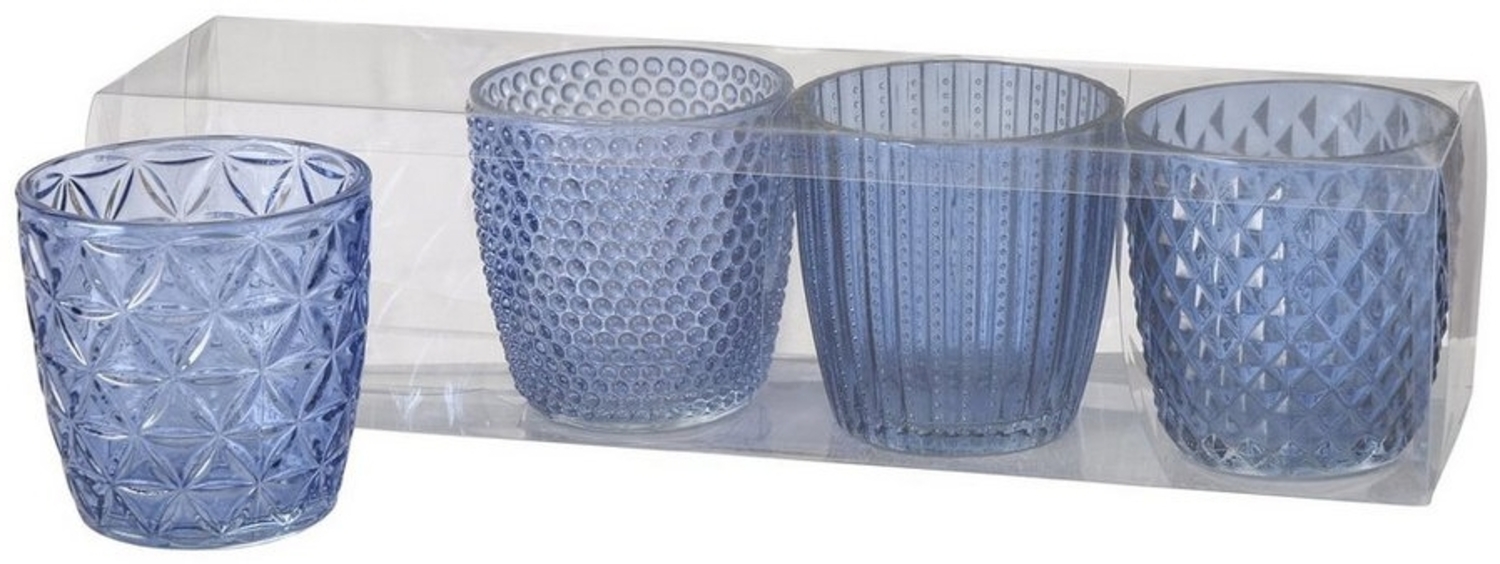 Boltze | Windlicht Glas lackiert blau H 8 cm 4er Set Bild 1