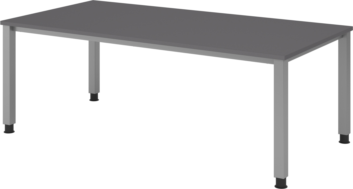 bümö manuell höhenverstellbarer Schreibtisch 200x100 cm in Graphit - PC Tisch höhenverstellbar & groß, höhenverstellbarer Tisch Büro, großer Computertisch verstellbar, Q-Serie, QS-2E-G Bild 1