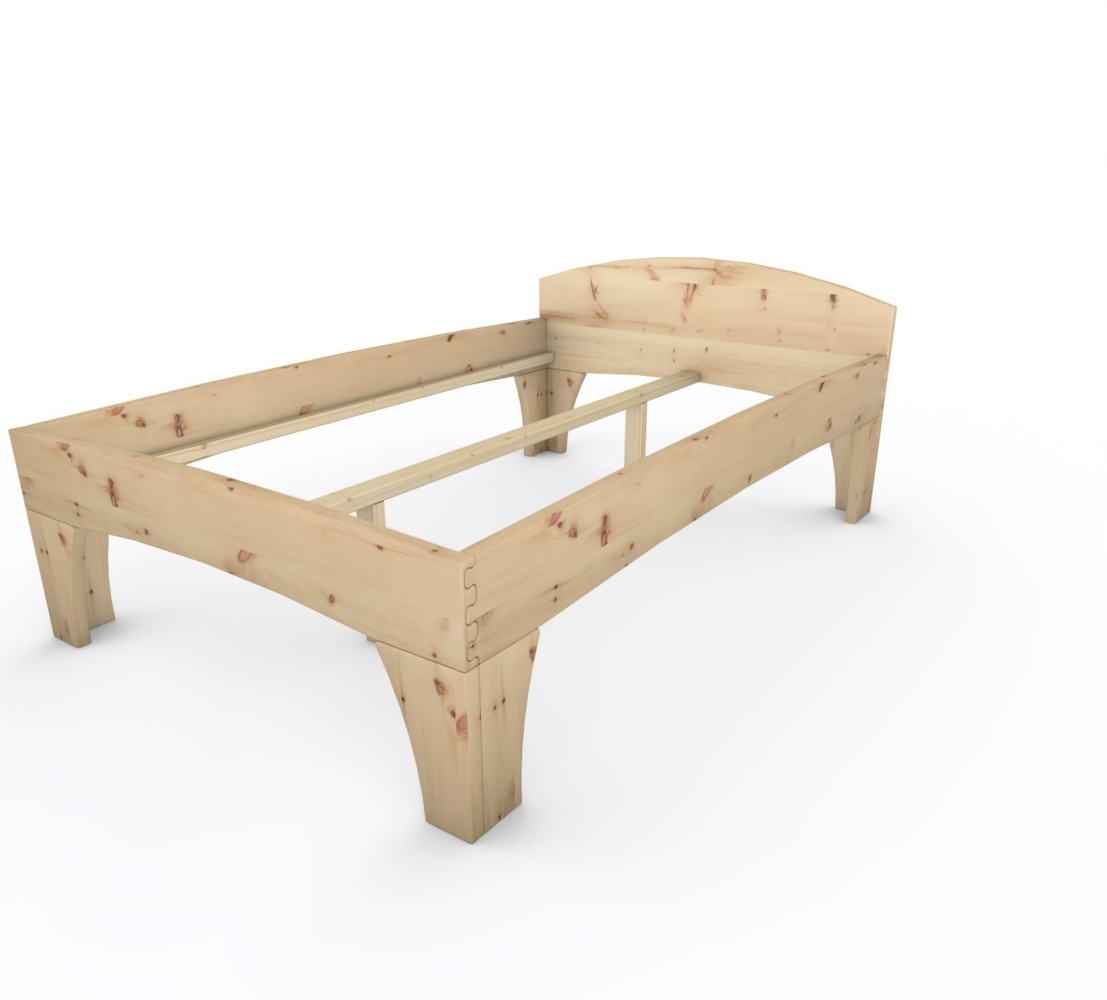 Zirbenbett Massivholzbett "Rosi" metallfrei 140 x 220 cm 58 cm mit Kopfteil Bild 1