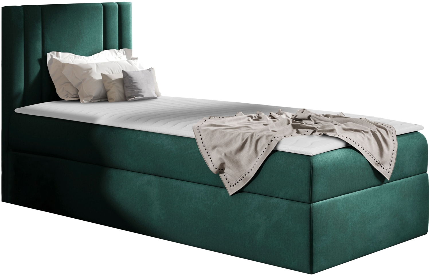 Boxspringbett 'Harlon Mini' rechts,  grün 100 x 200 cm Bild 1