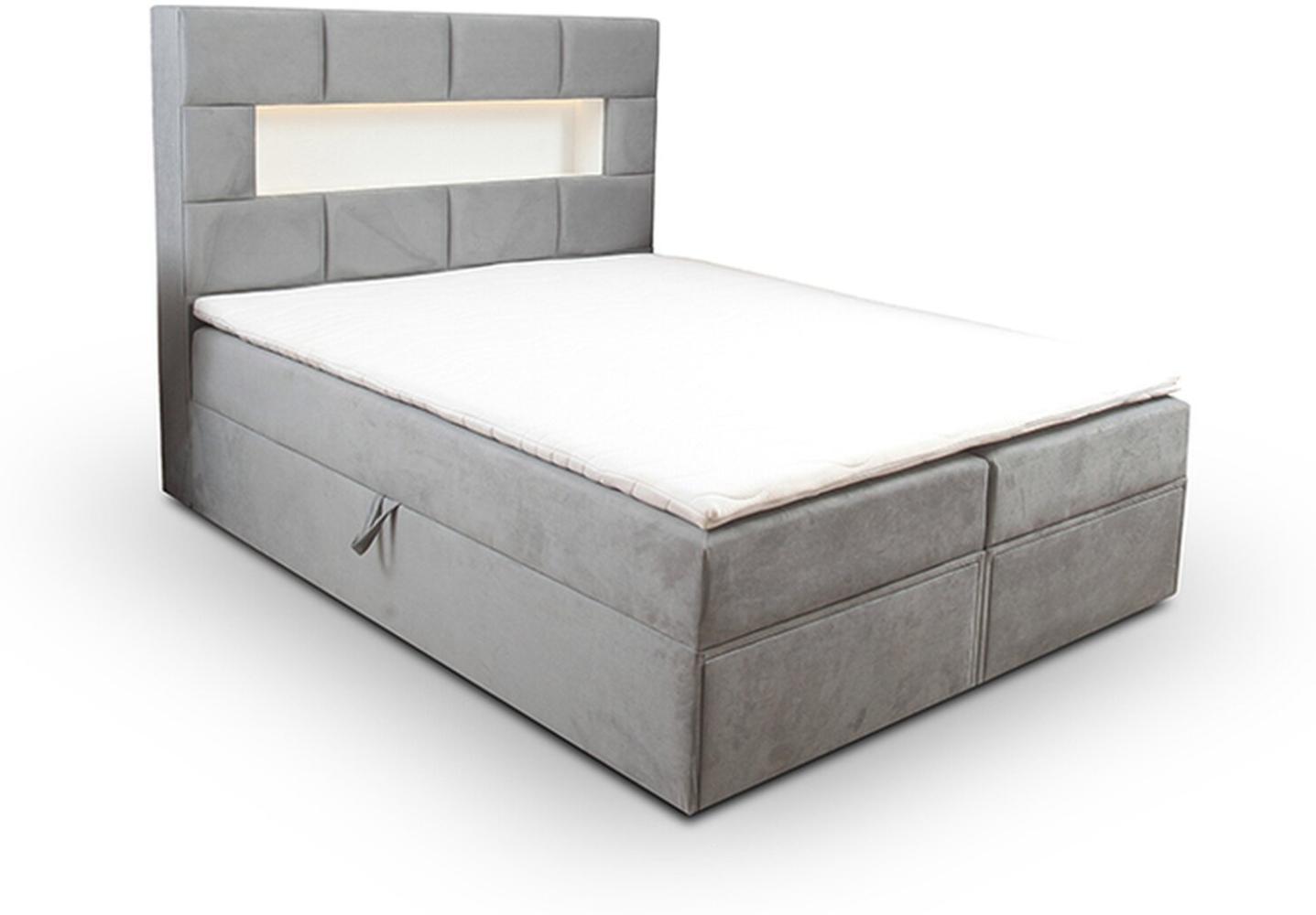 99rooms Comfy Boxspringbett Velours Jasmine 180x200 cm Dunkelgrau Bild 1