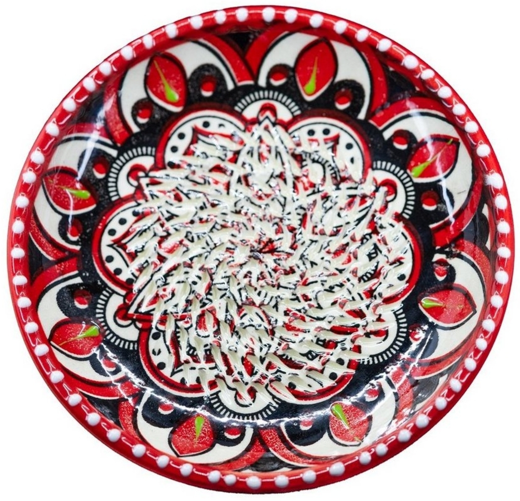 Kaladia Multireibe Reibeteller in Rot/Weiß/Schwarz, Keramik, handbemalte Küchenreibe - Made in Spain Bild 1