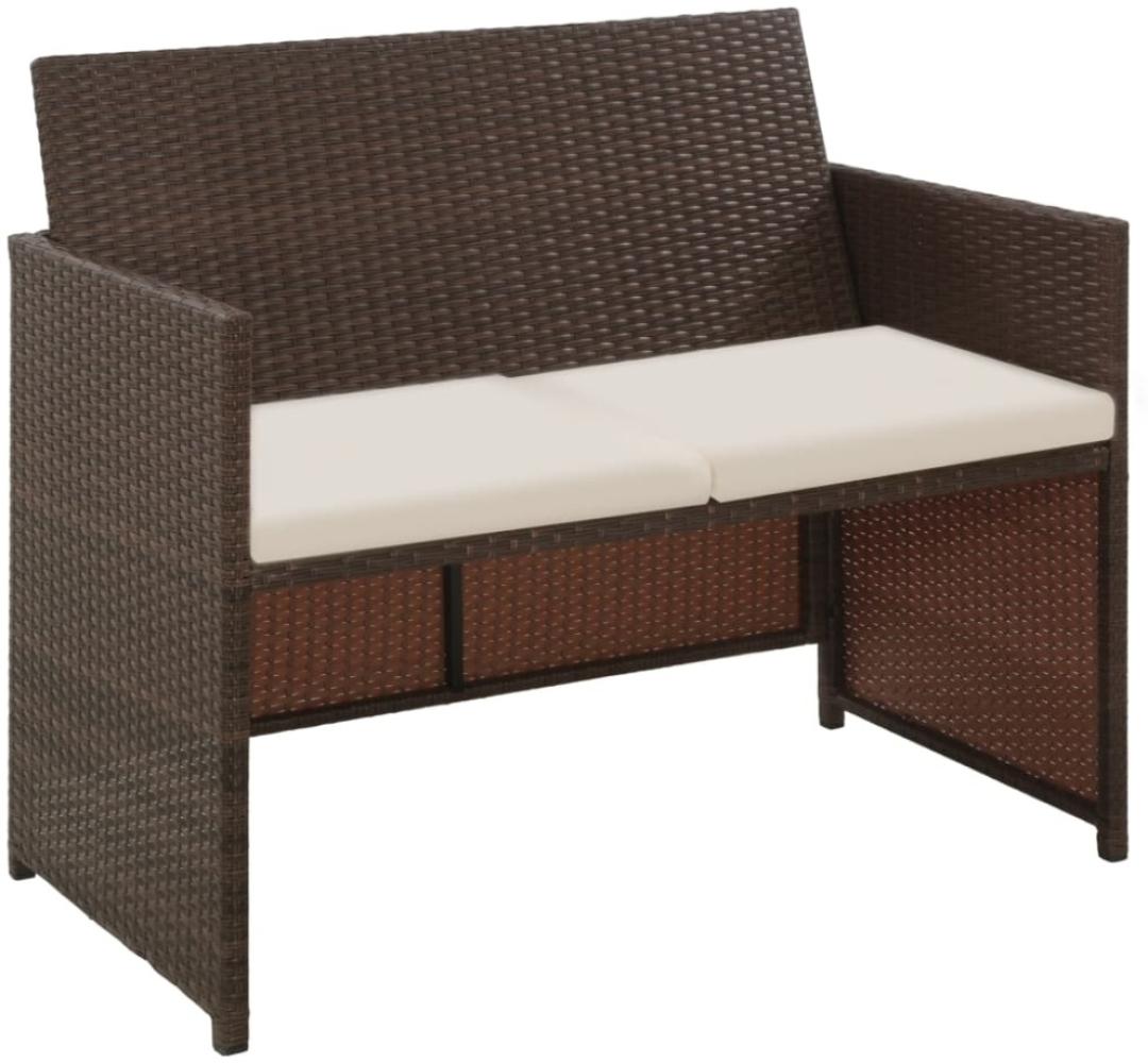 vidaXL 2-Sitzer-Gartensofa mit Polstern Braun Poly Rattan 43911 Bild 1