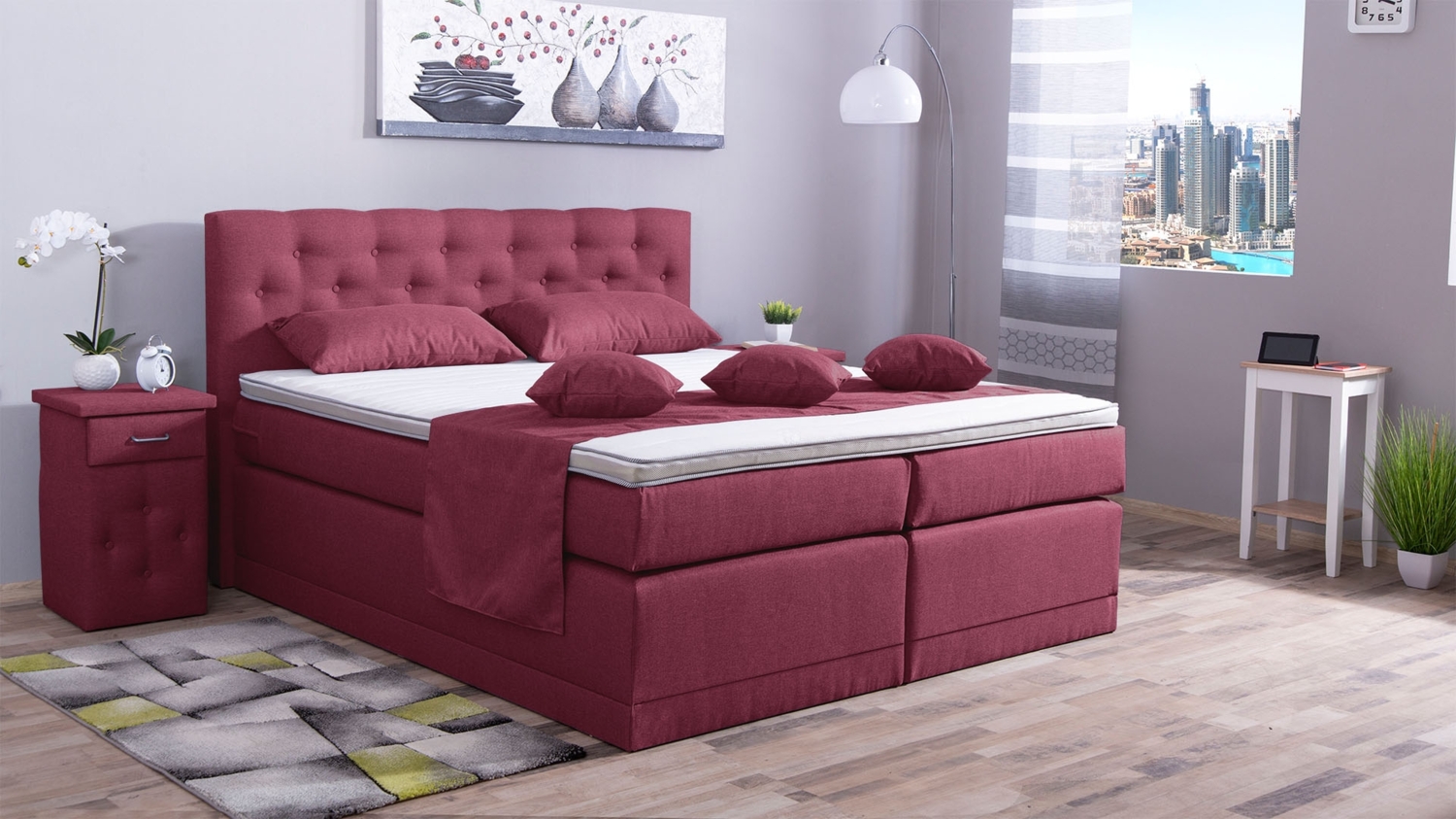 Meisterbetten Boxspringbett Babo 120x220 in WT-Coral, Matratzenbezug Nano, Komfortschaum-Topper Bild 1
