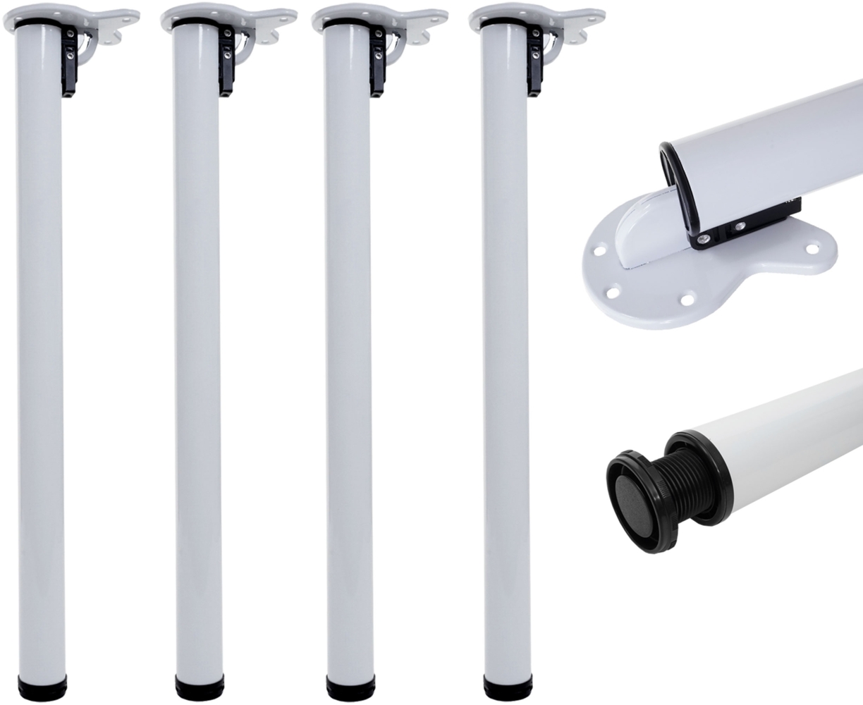 4er-Set Tischbein HWC-H34, für Schreibtisch Esstischfuß Tischgestell, klappbar 72cm ~ weiß Bild 1