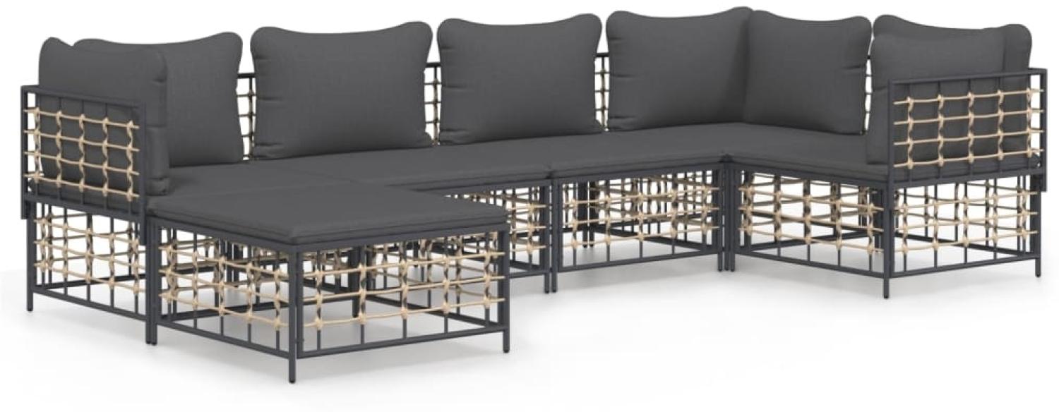 vidaXL 6-tlg. Garten-Lounge-Set mit Kissen Anthrazit Poly Rattan 3186771 Bild 1
