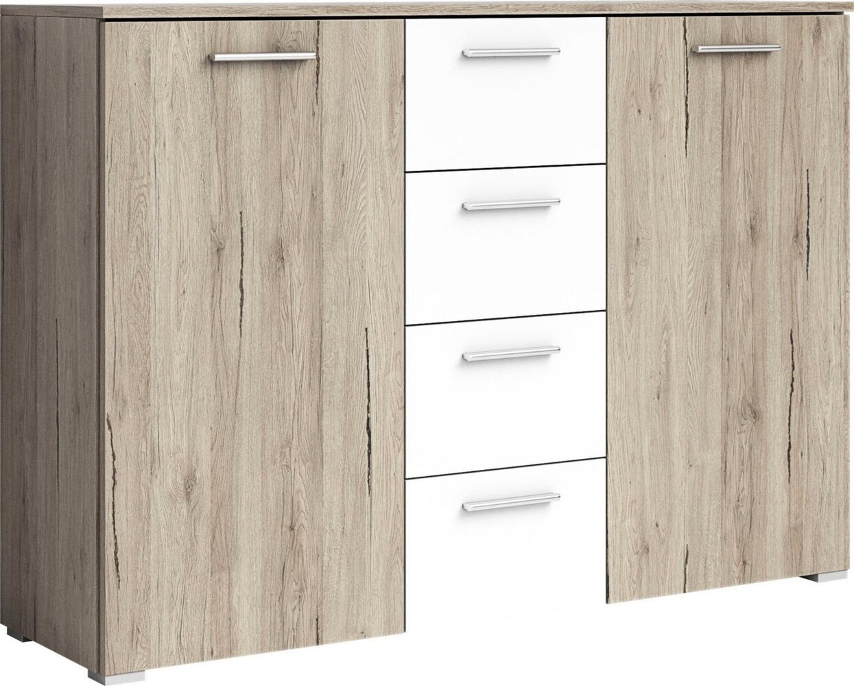 INOSIGN Kombikommode Beta Breite 132 cm, zeitlose Schubladenkommode, Anrichte, Sideboard, viel Stauraum, 2-türig 4 Schubladen, 132x38x93cm Bild 1