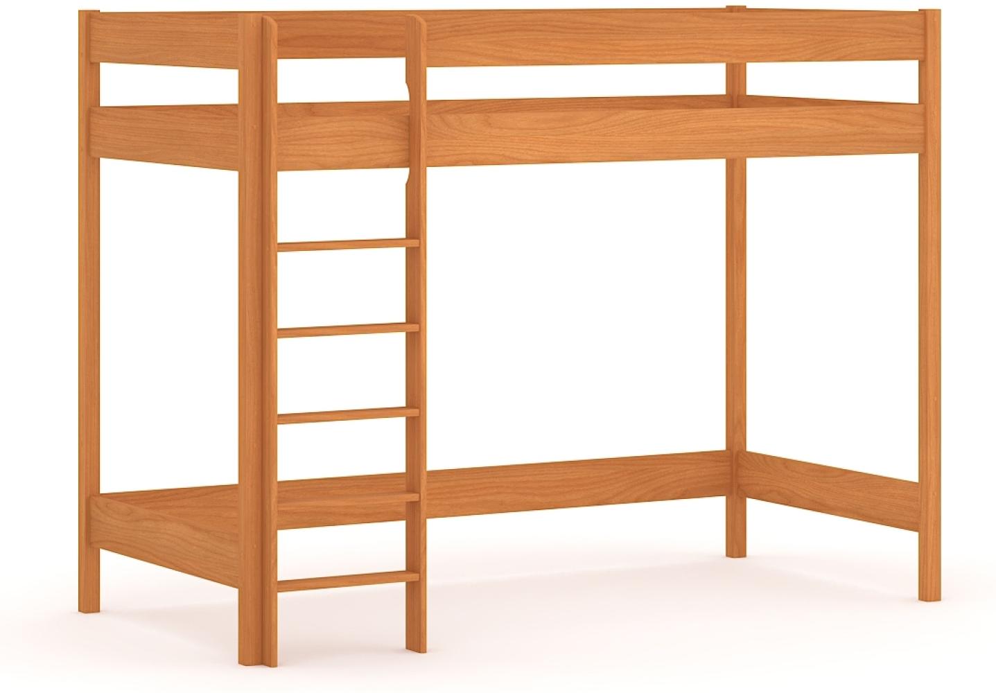 WNM Group Hochbett mit Matratze HUBI - Kinderbett mit Rausfallschutz und Lattenrost - Absturzsicherung Hochbett - Jugendbett - Kinderhochbetten - 160x80x160 - Teak Bild 1