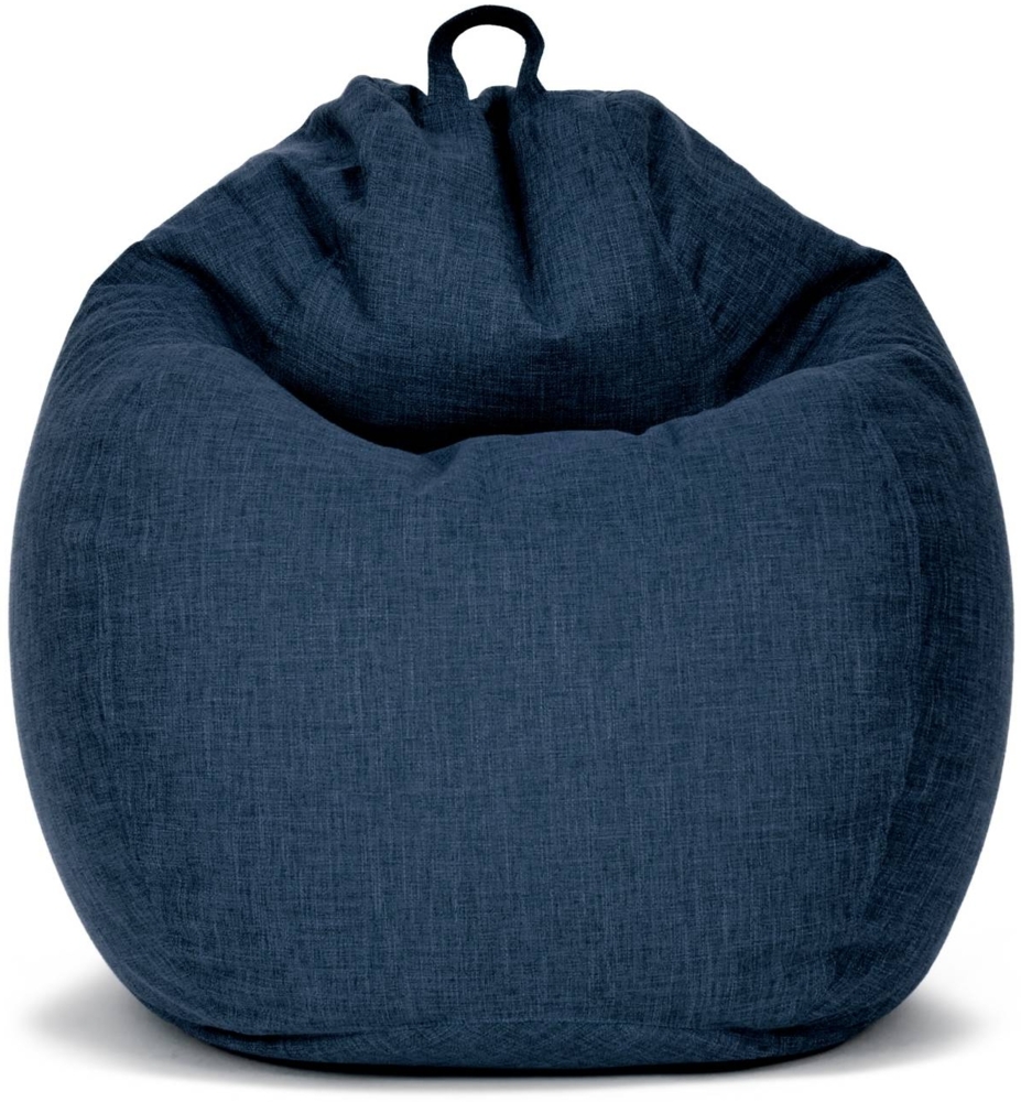 Green Bean 'Home Linen' Indoor Sitzsack mit EPS-Perlen Füllung, waschbar, Leinen dunkelblau, 80 x 50 x 90 cm, 200 l Bild 1