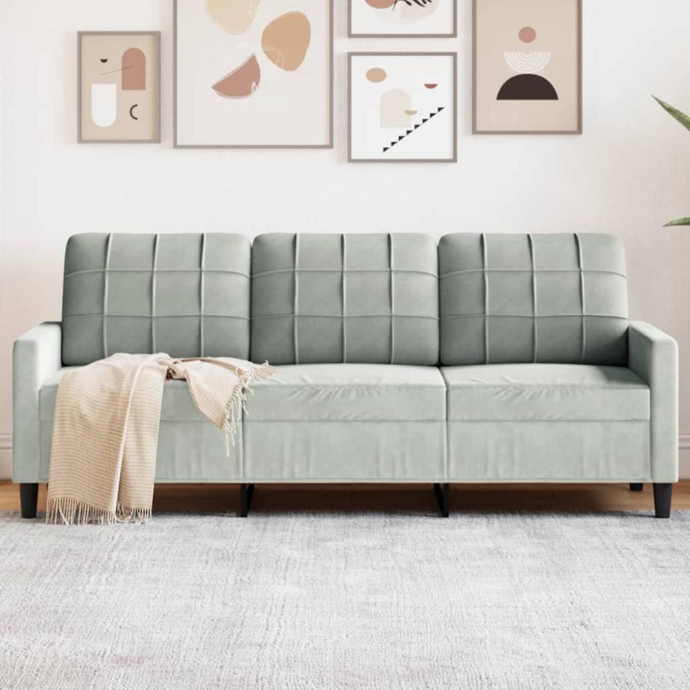 vidaXL 3-Sitzer-Sofa Hellgrau 180 cm Samt 4007634 Bild 1