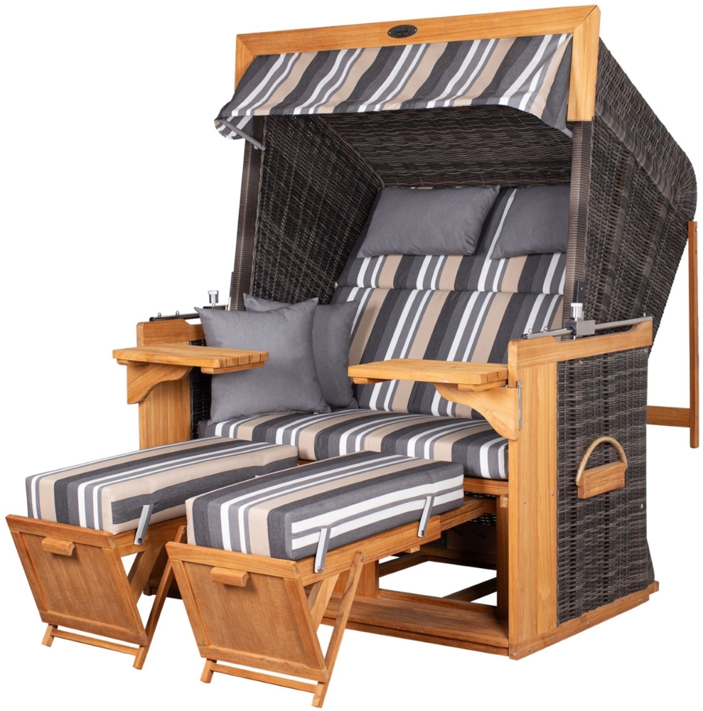 Strandkorb deVries PURE® Friesland Sylt XL - PE stone grey - Dessin 158 - inkl. Schutzhülle Bild 1
