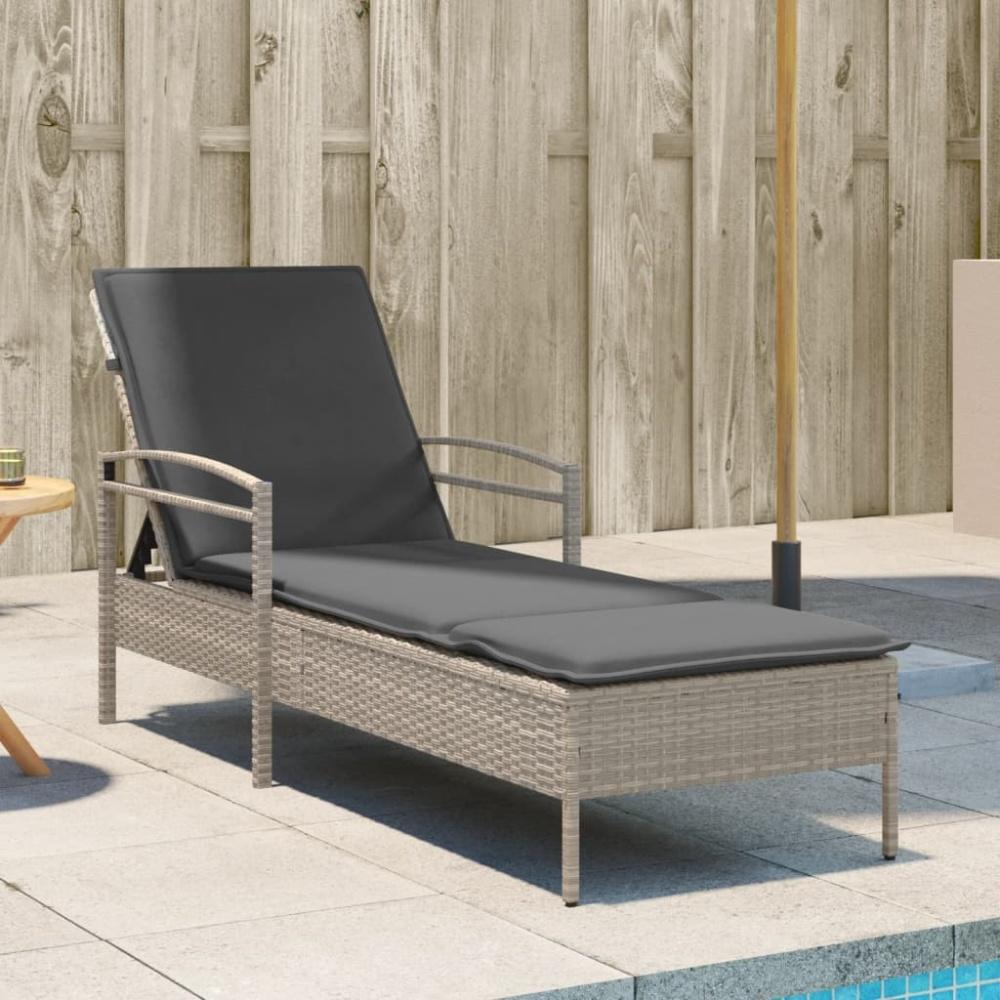 vidaXL Sonnenliege mit Auflage Hellgrau 63x200x81 cm Poly Rattan 368304 Bild 1