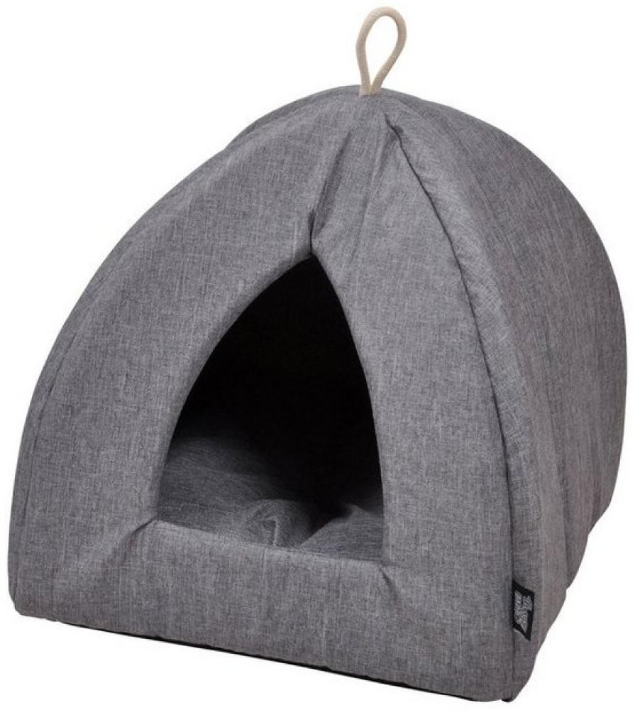 dynamic24 Haustier Katzen Nest Haus Bett Iglu Katzenhöhle Hunde Kissen Hundekorb Hundebett, 35x38x35cm, Grau Bild 1