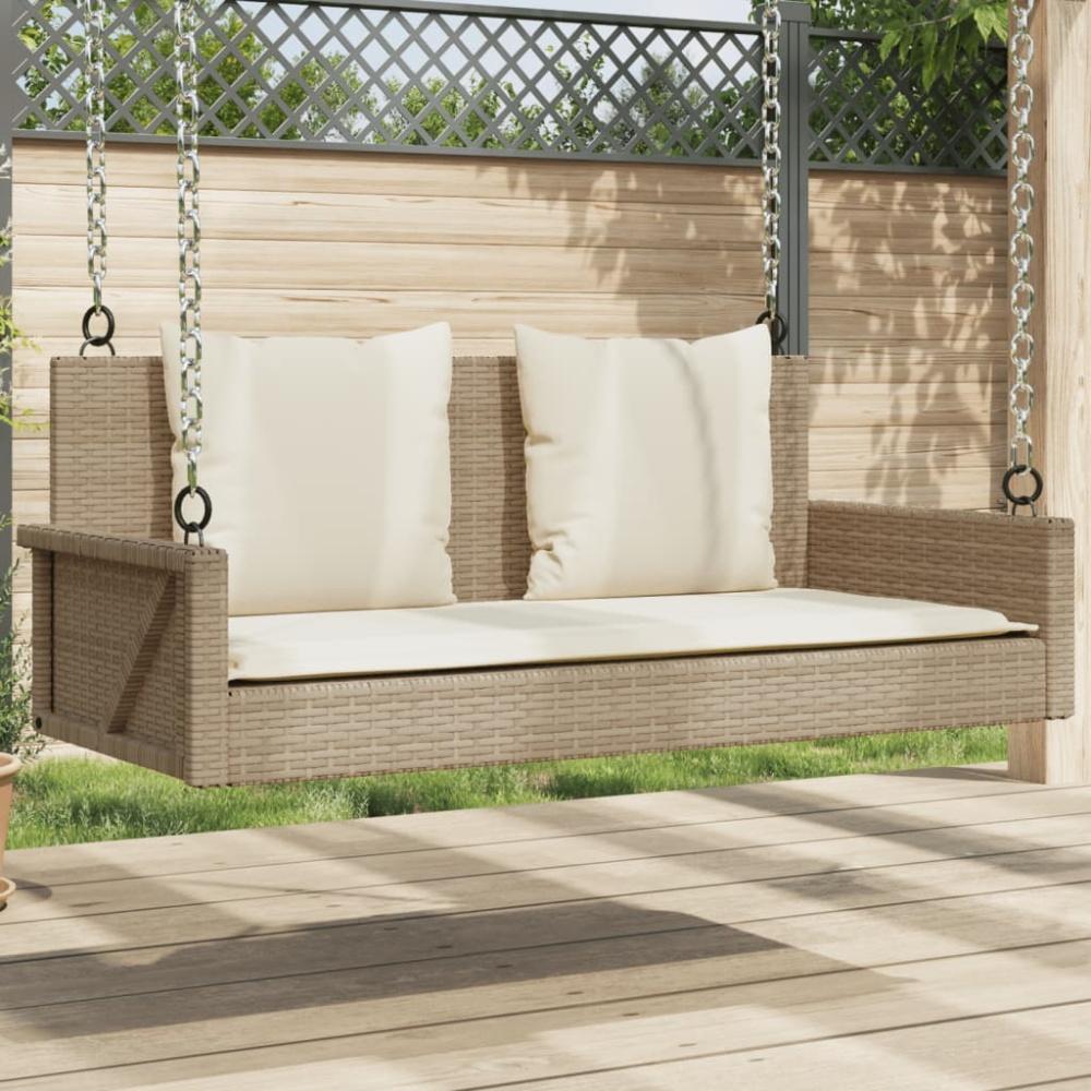 vidaXL Hängebank mit Kissen Beige 119x56x48 cm Poly Rattan 365632 Bild 1