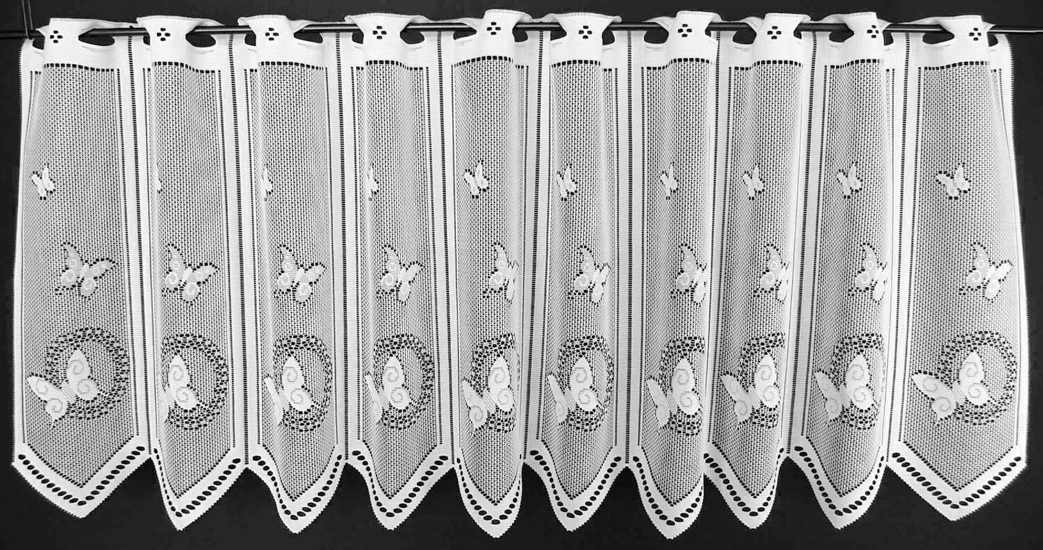 Gardinen Kranzusch Scheibengardine nach Maß Schmetterlinge, Stangendurchzug (1 St), transparent, Stablöcher,transparent,verschiedene Höhen, Breiten Bild 1