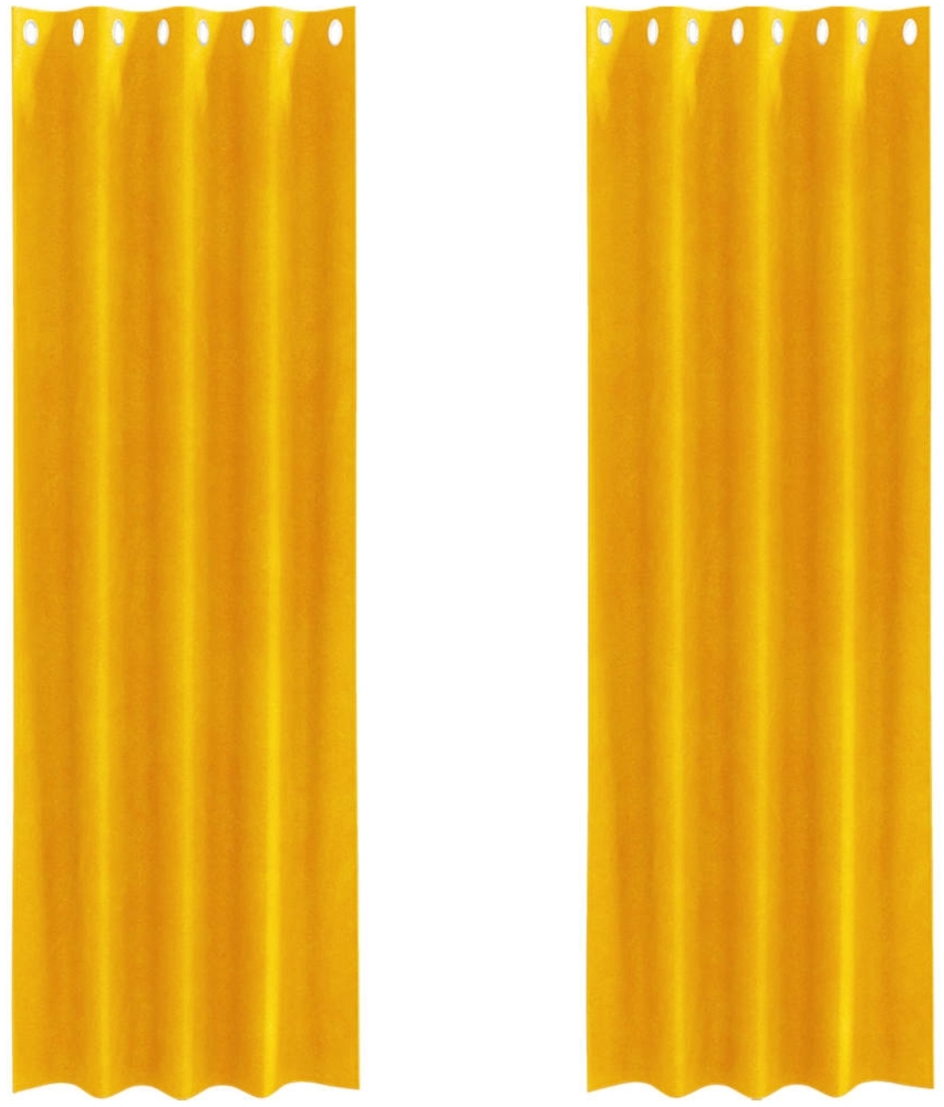 vidaXL Verdunkelungsvorhänge 2 pcs Senfgelb 140 x 260 cm Samt 4107272 Bild 1