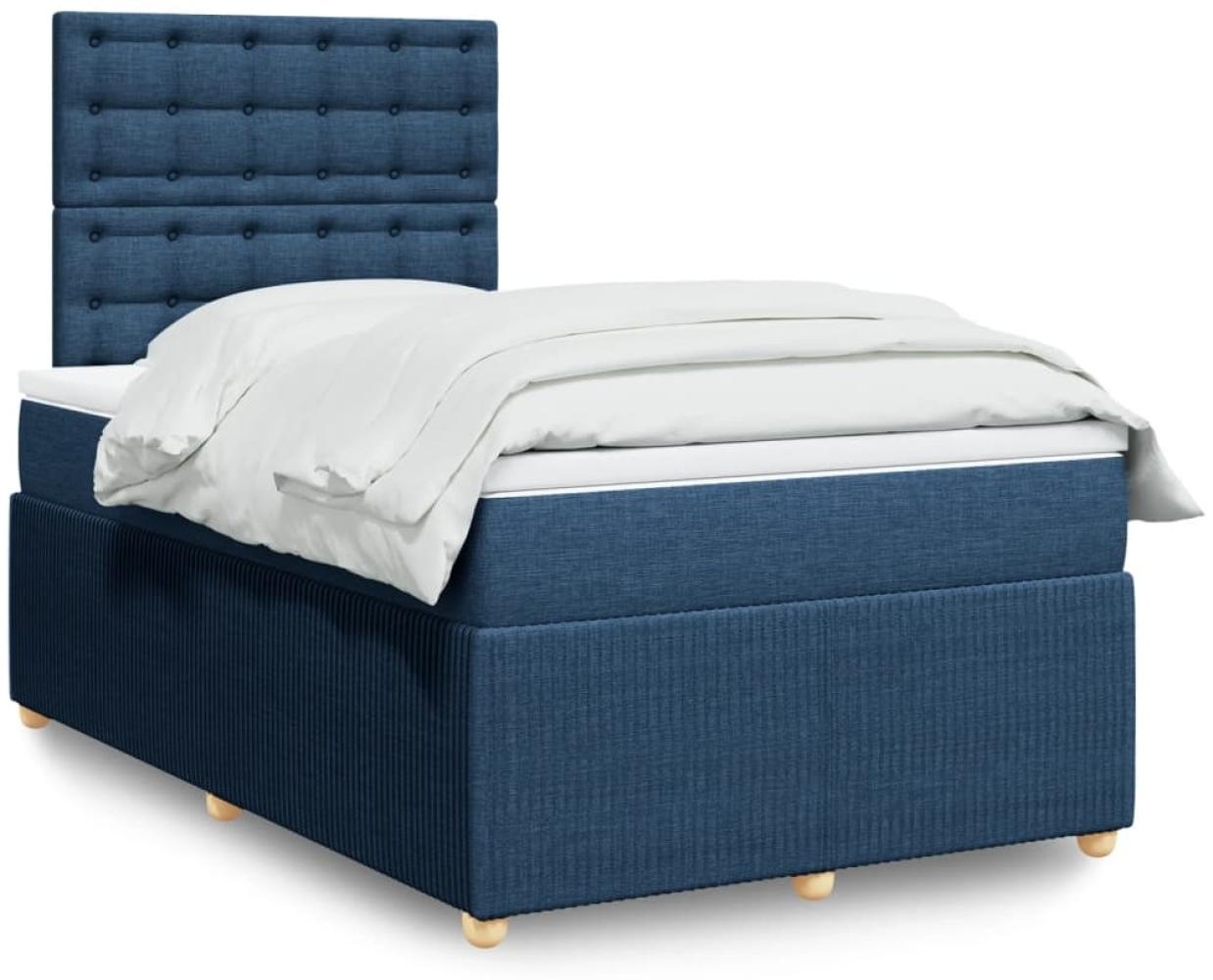 vidaXL Boxspringbett mit Matratze Blau 120x190 cm Stoff 3294315 Bild 1