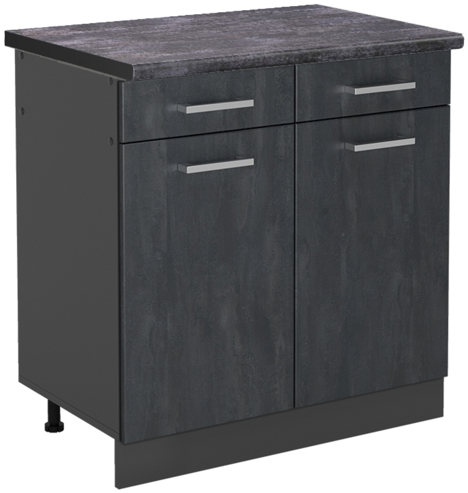 Küchenunterschrank R-Line Schwarz Beton 80 cm AP Anthrazit Vicco Bild 1